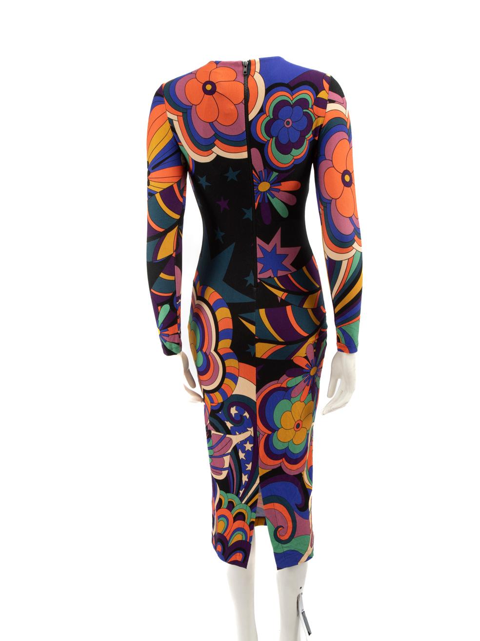 Black FARM Rio Floral Print Zip-Detail Midi Dress Size XXS For Sale