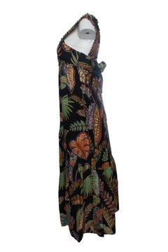 Farm Rio, Foliage sleeveless maxi dress in black