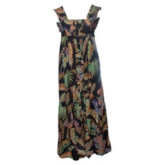 Farm Rio, Foliage sleeveless maxi dress in black