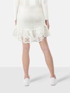FARM Rio White Ruched Lace Trim Skirt Size S