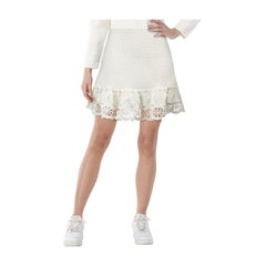FARM Rio White Ruched Lace Trim Skirt Size S