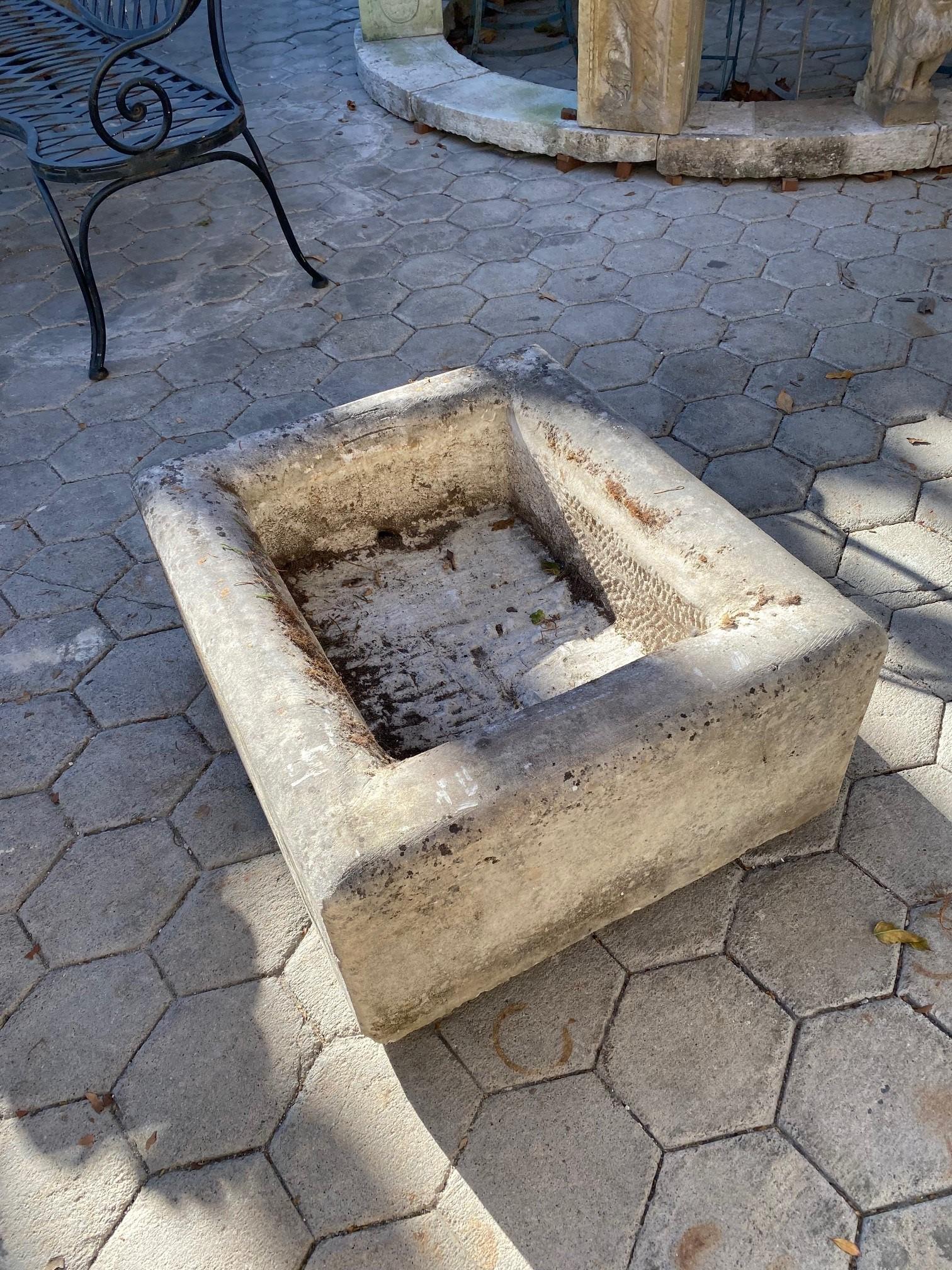 Farm Sink Hand Carved Stone Container Fountain Trough Basin Planter Antique LA For Sale 7