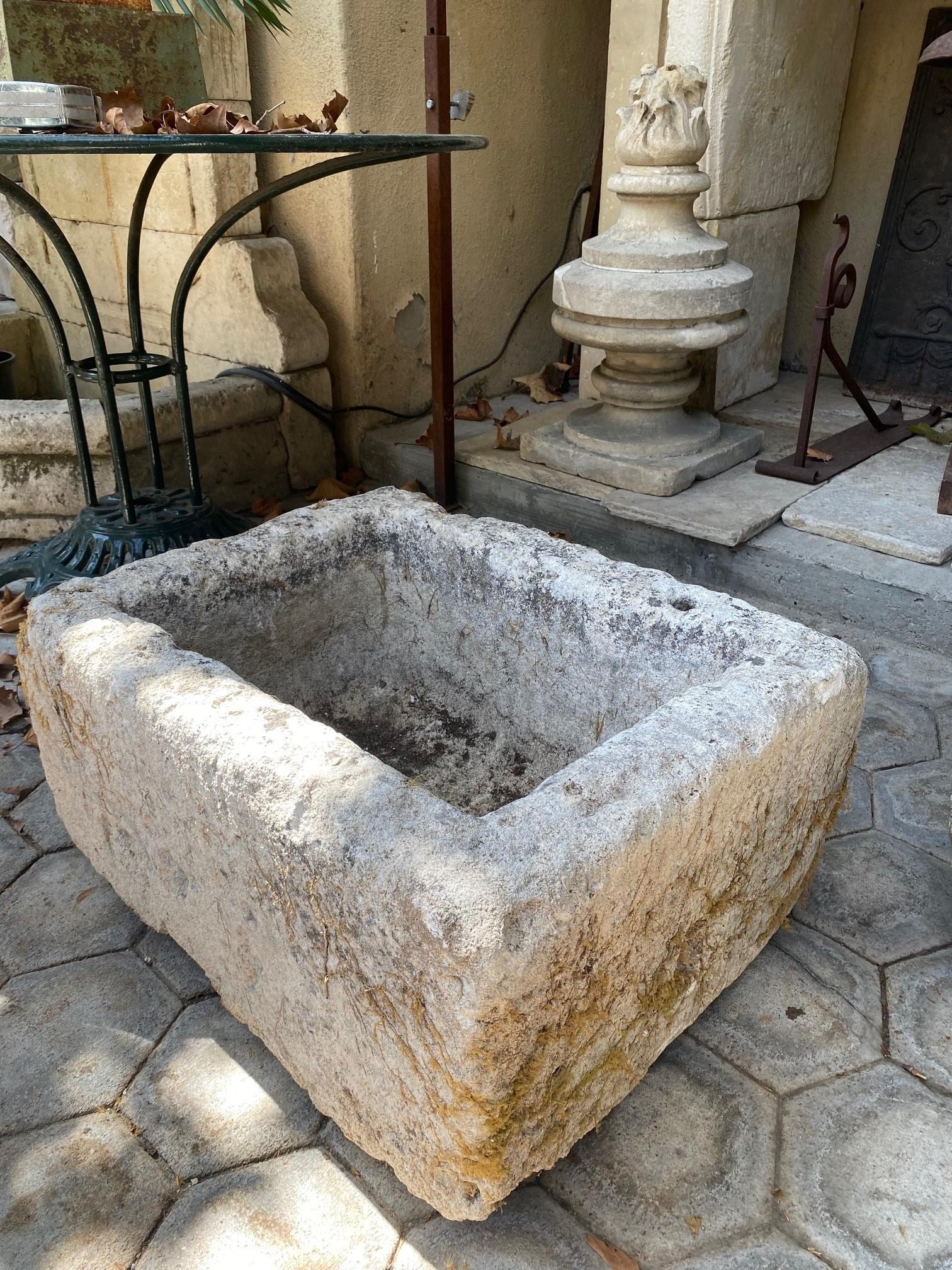 French Farm Sink Hand Carved Stone Container Fountain Trough Basin Planter Antique LA