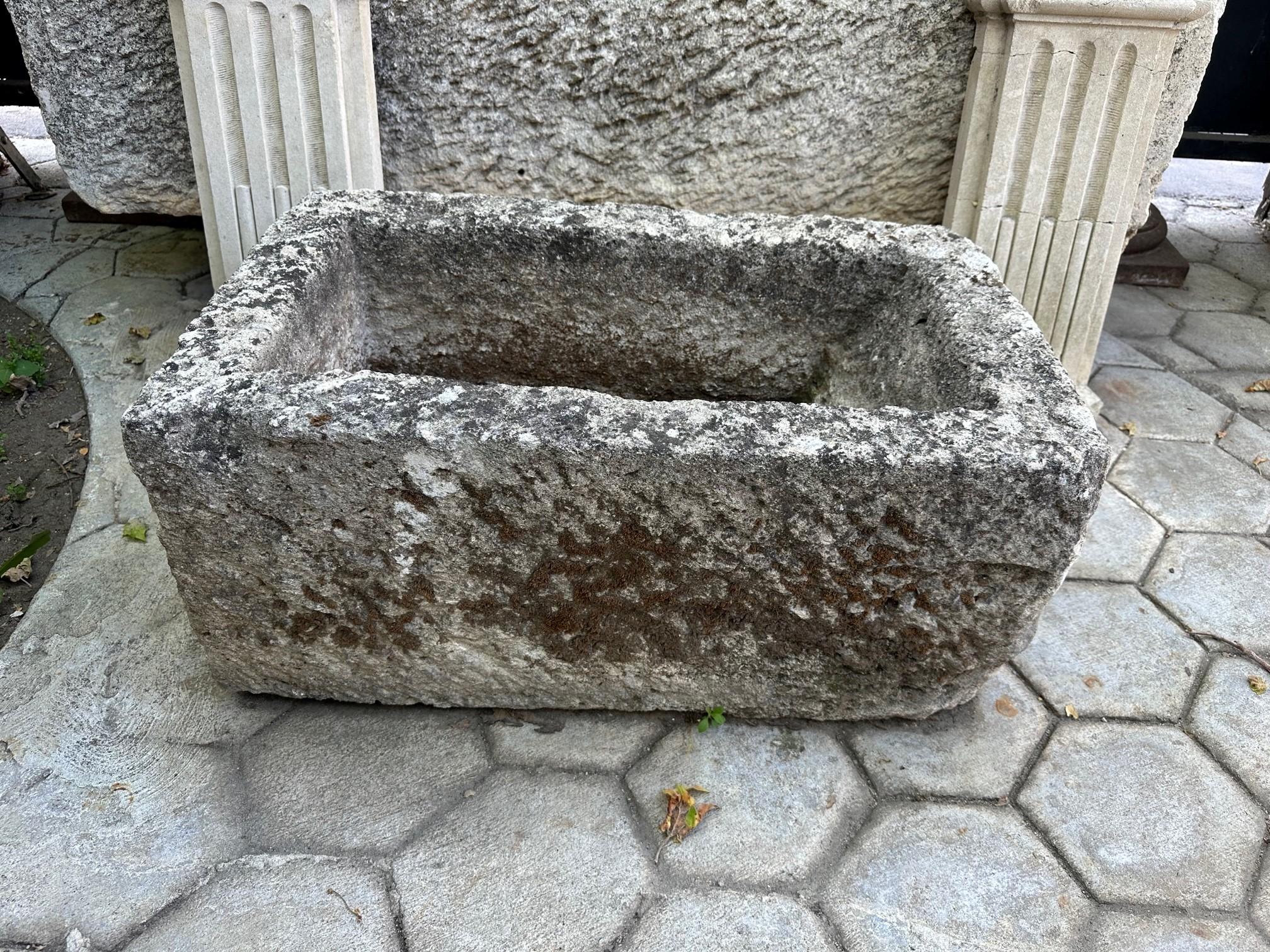 French Farm Sink Hand Carved Stone Container Fountain Trough Basin Planter Antique La