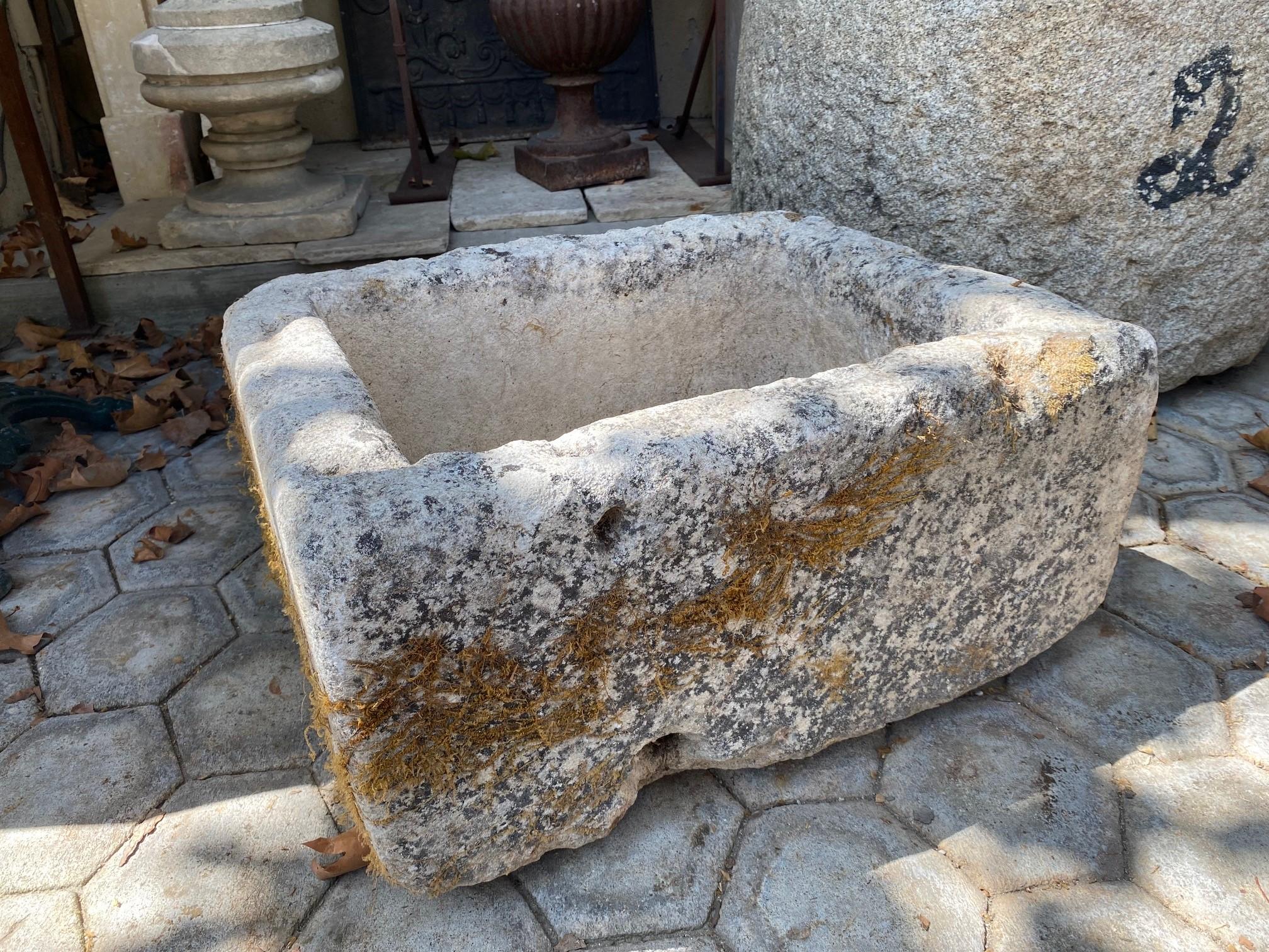 18th Century and Earlier Farm Sink Hand Carved Stone Container Fountain Trough Basin Planter Antique LA