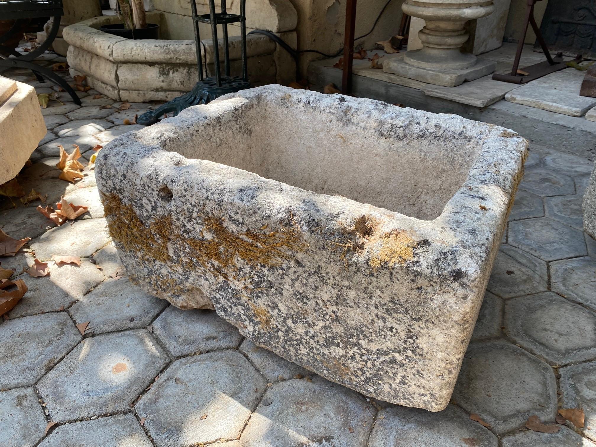 Farm Sink Hand Carved Stone Container Fountain Trough Basin Planter Antique LA 1
