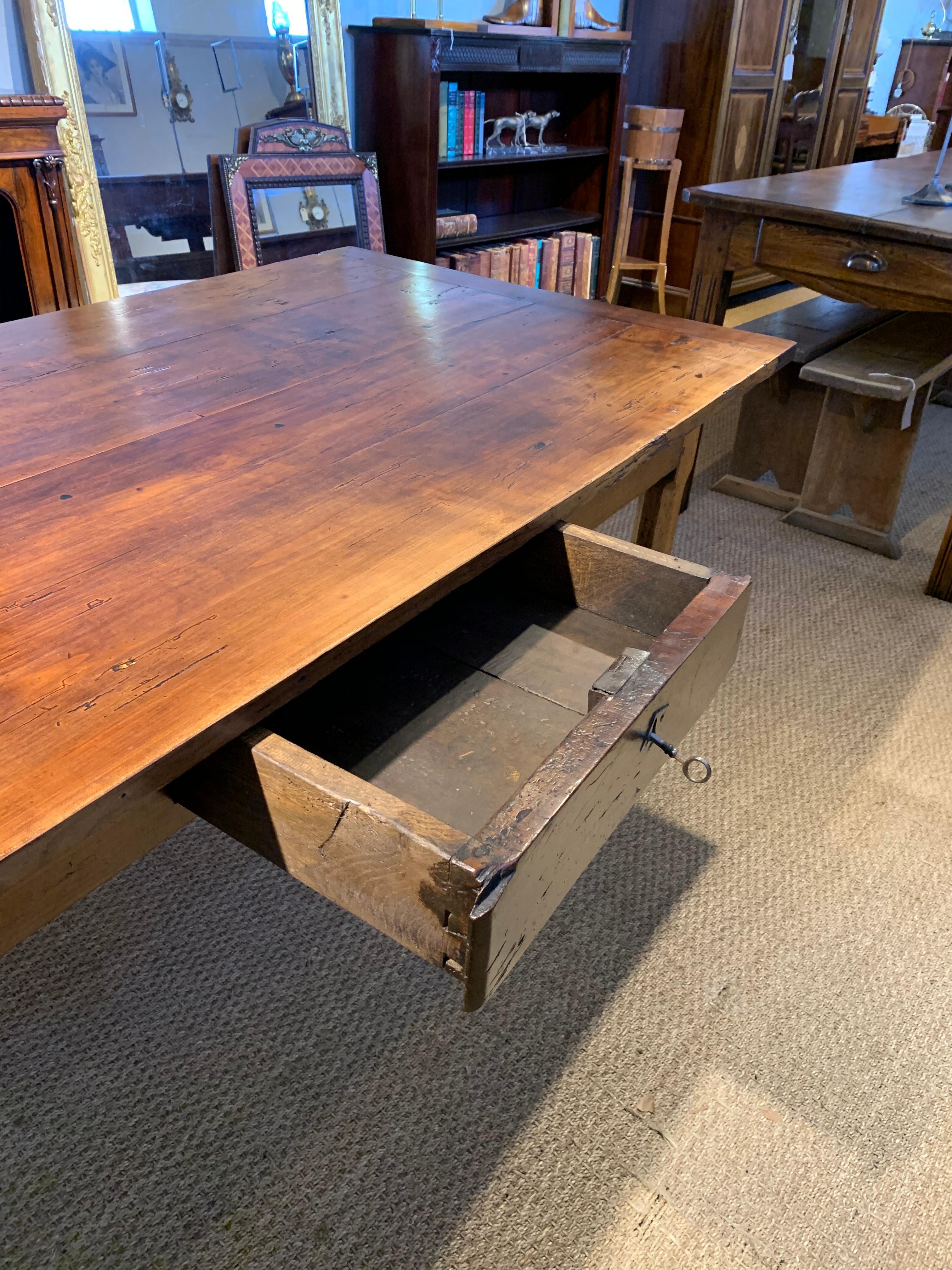 Mid-19th Century Farm Table, Cherrywood For Sale