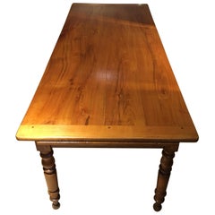 Antique Farm Table Cherry Wood, Turned Legs,  2 Meters 