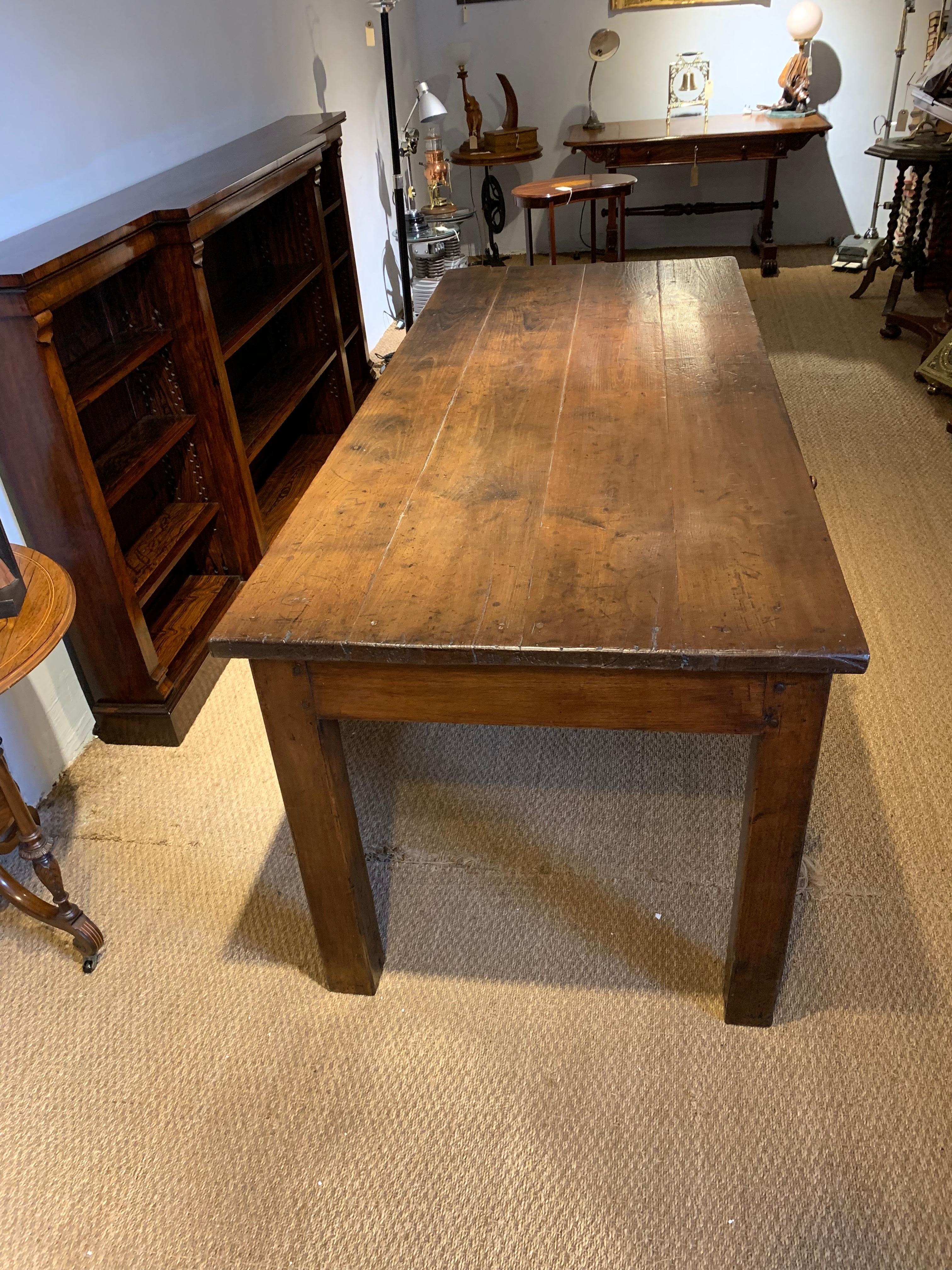Mid-19th century chestnut farm house table, French circa 1860s
This table will seat 6/8 people and has a single drawer to one side , great colour and patina
Measures: Height 30.3/4 inches or 78 cms
Width 32.5 inches or 82.5 cms
Length 67 inches