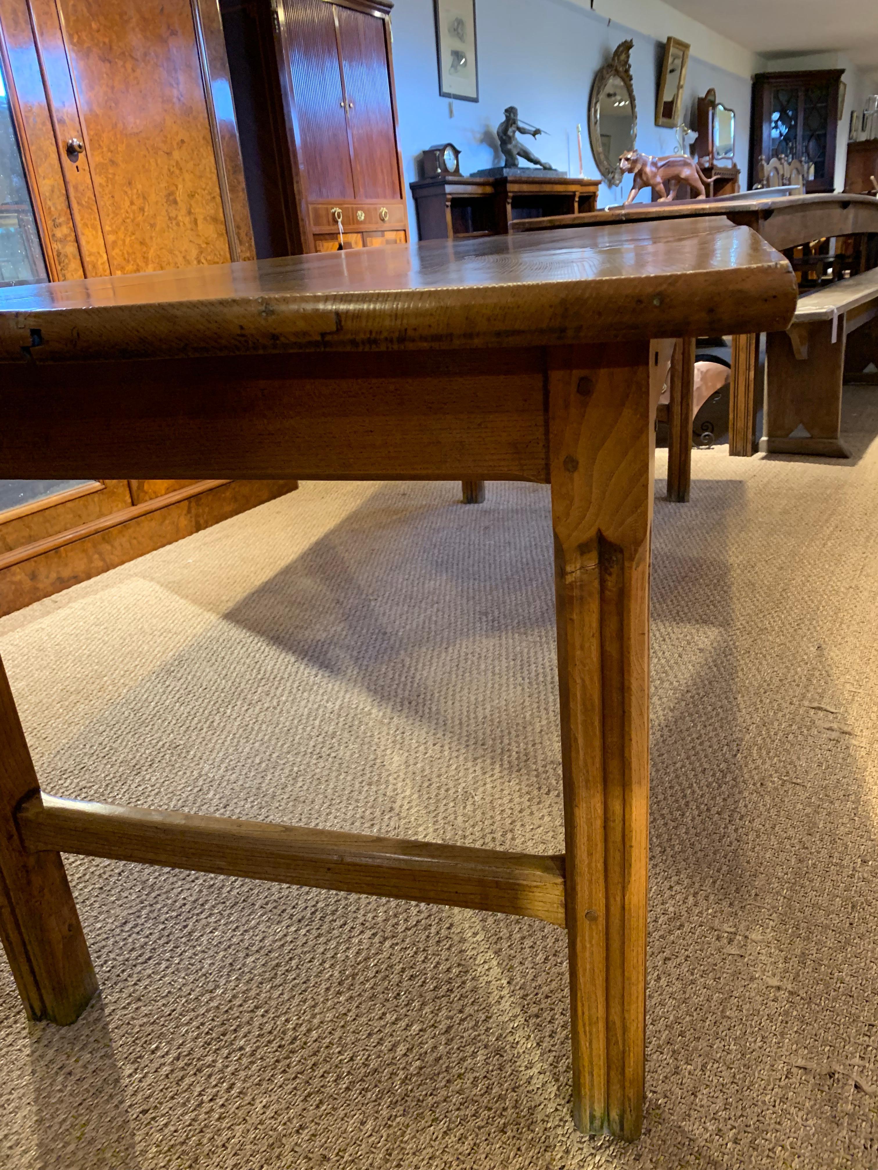 Early 20th Century Farm Table Elm For Sale