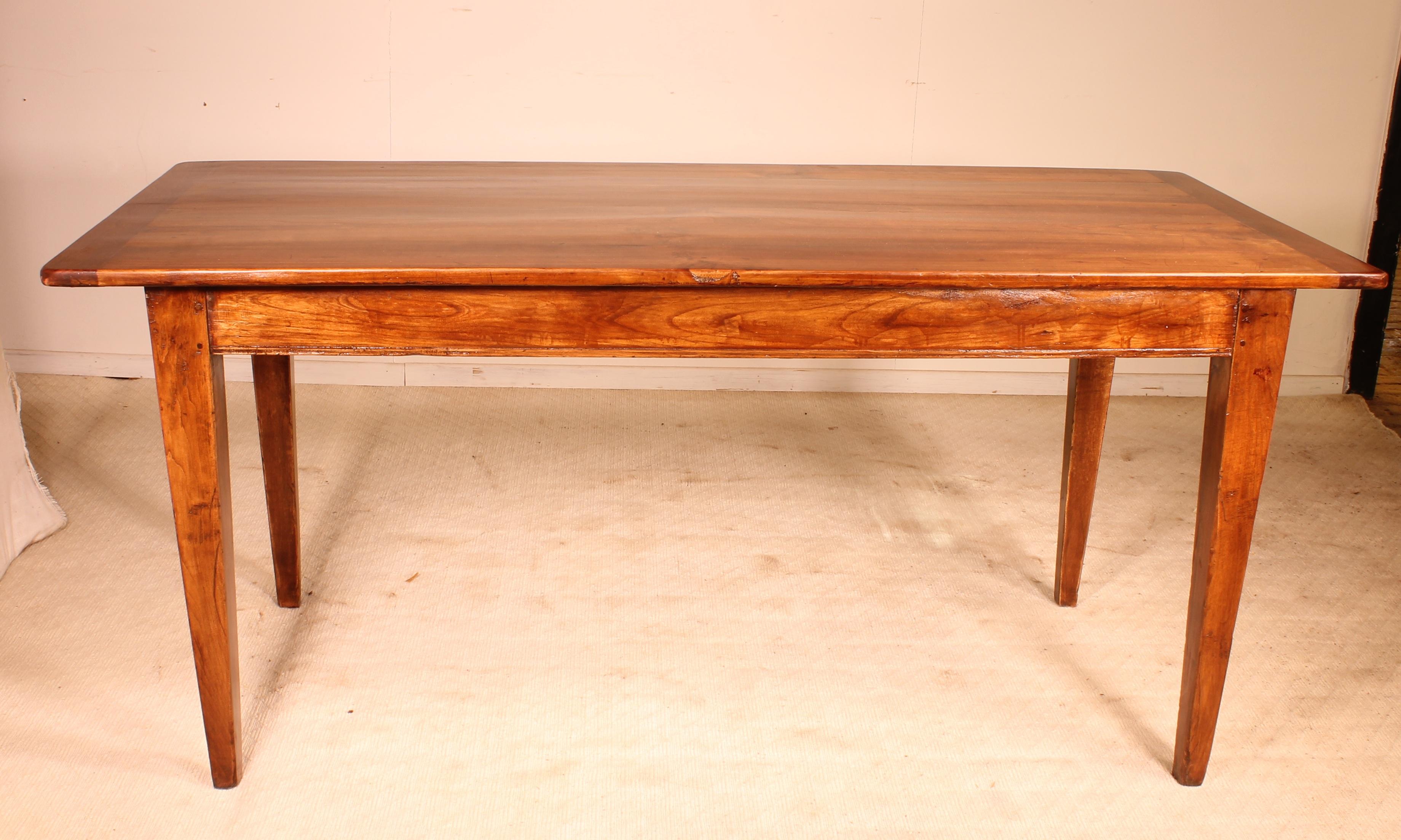 French Farm Table from the 19th Century from France in Wild Cherrywood