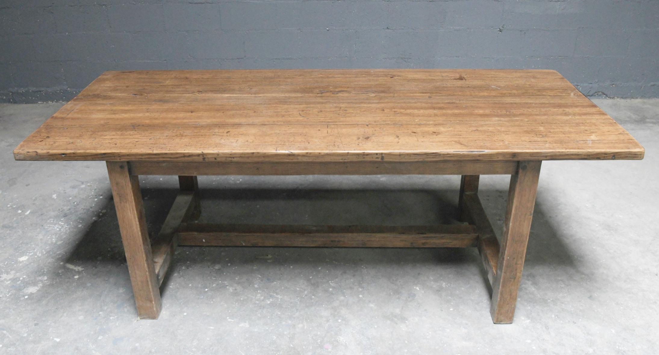 Arts and Crafts Farm Table in Reclaimed Pine, Made by Petersen Antiques