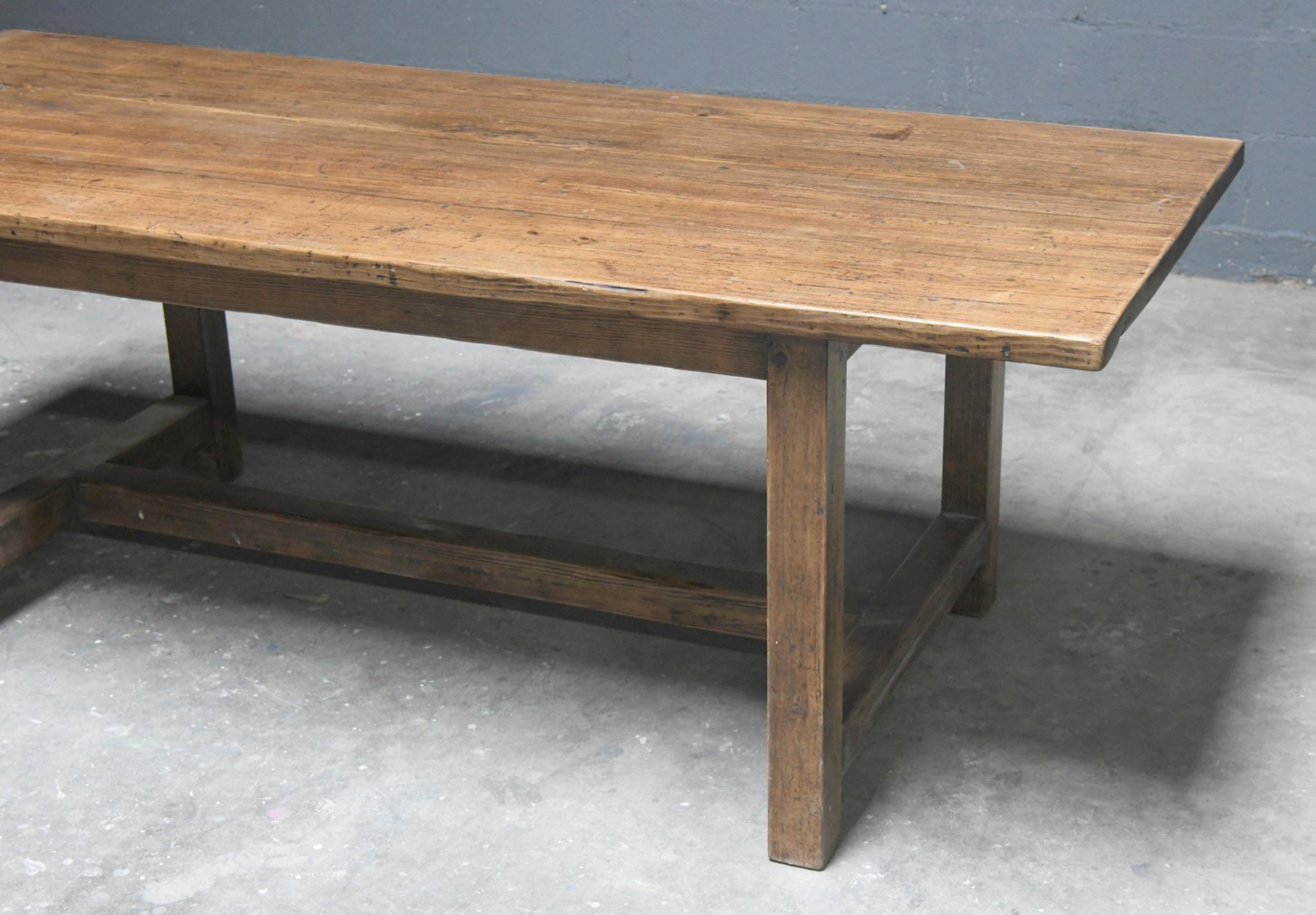 English Farm Table in Reclaimed Pine, Made by Petersen Antiques