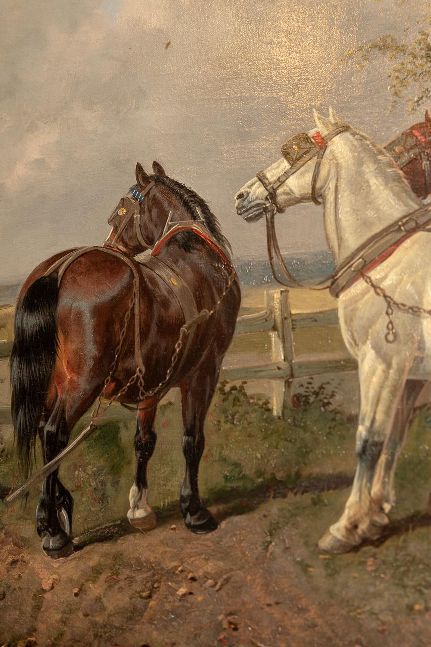 Paysan et scène de chasse Huile sur toile Peinture de S J Clark Bon état - En vente à Cheltenham, GB