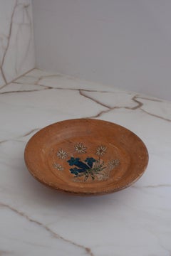 Farmer Made Wooden Hand Painted Swiss Wall Plate with Edelweiss and Flower Motif