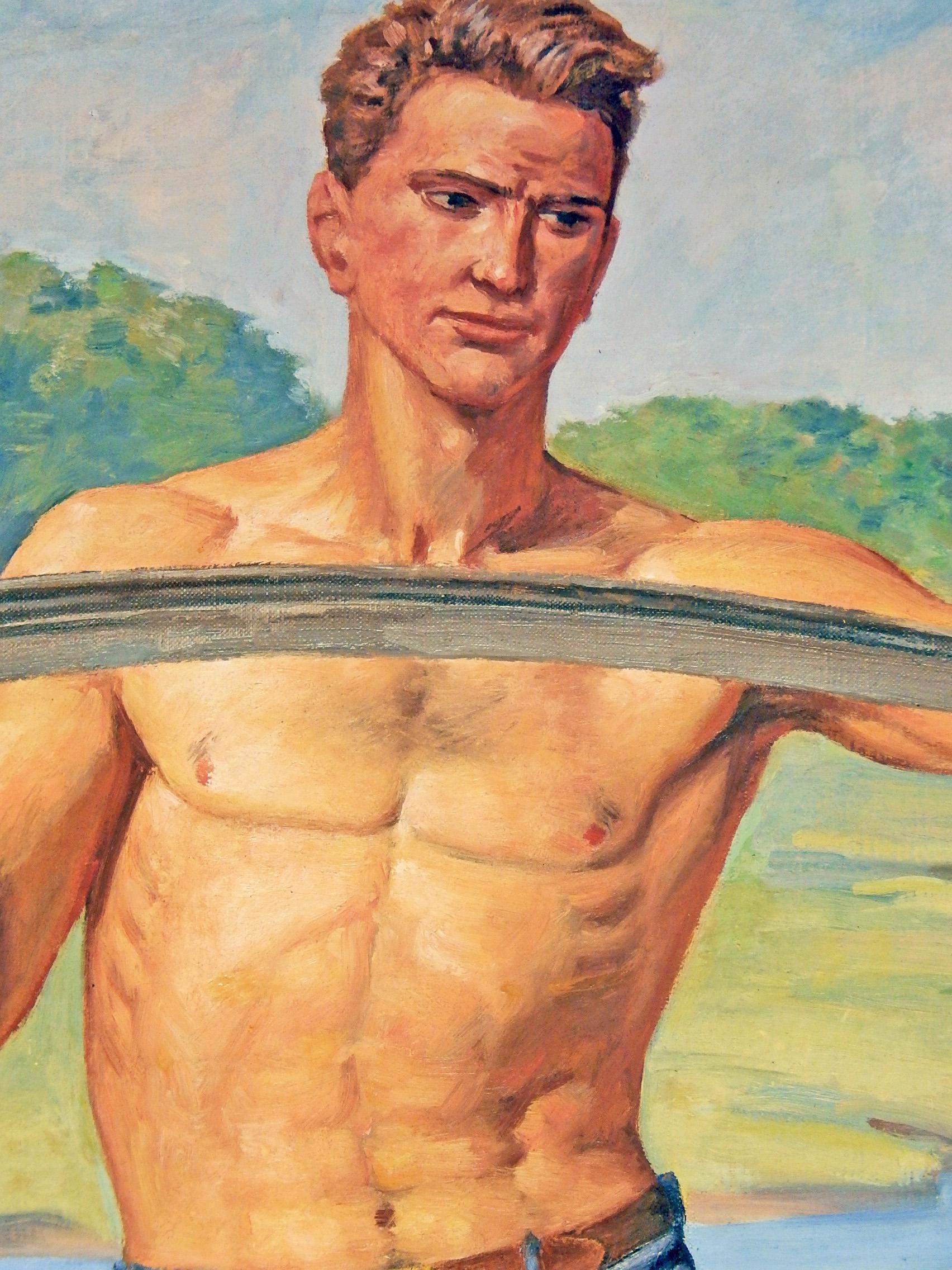 „Farmer with Scythe“, Darstellung eines amerikanischen Arbeiters im U.S. Capitol Muralisten (Art déco) im Angebot