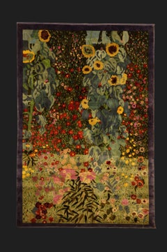 Seidenteppich von Gunther Lambert, inspiriert von dem Gemälde „Bauerngarten“ von Klimt