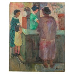 "Farmer's Market", Signed Oil on Canvas Painting by Jean Decker Slater