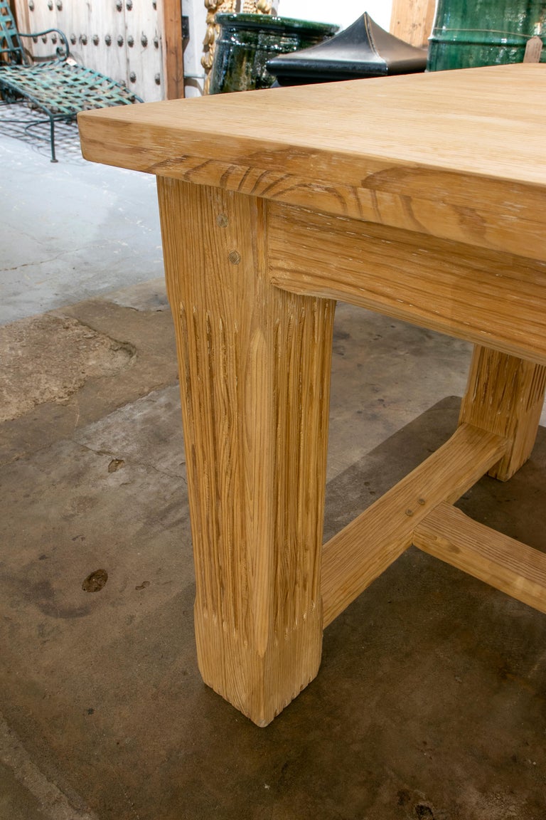Farmhouse and Rustic Pine Wood Table with Straight Lines For Sale at
