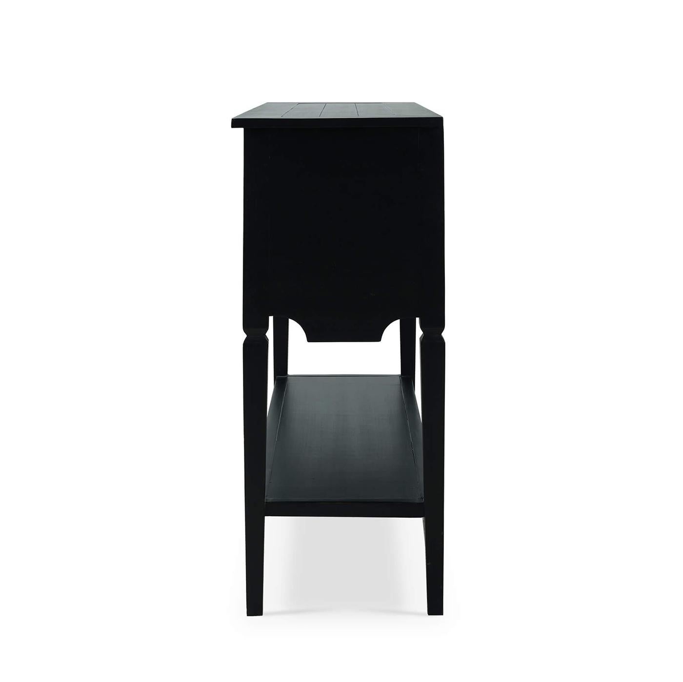 Asian Farmhouse Black Rustic Sideboard For Sale