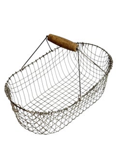 Farmhouse Chicken Wire Egg Fruit Basket Carry All, Vintage Industrial Austria
