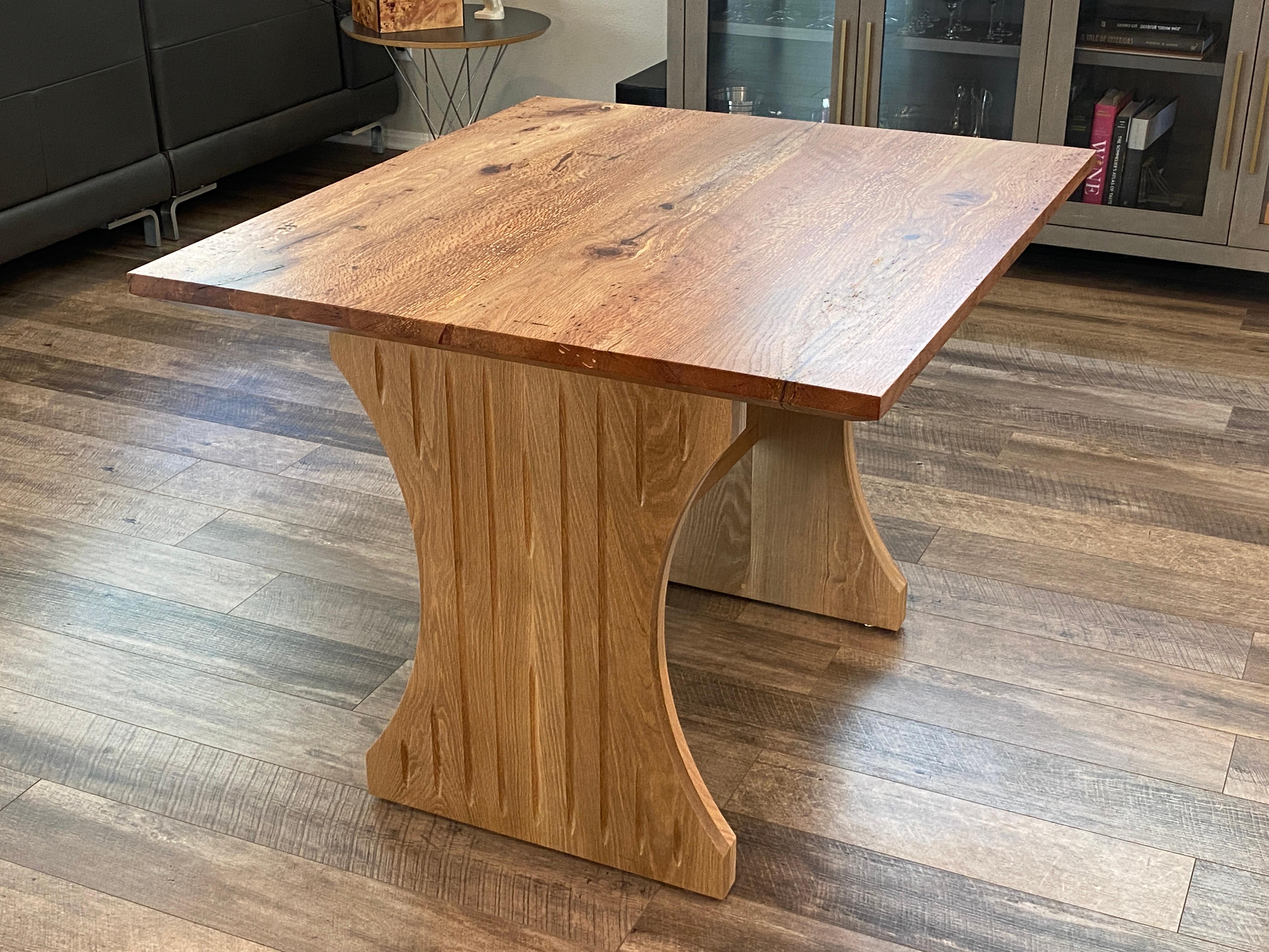 Contemporary Farmhouse Coastal Live Oak Dining Table in the Style of American Craftsman For Sale