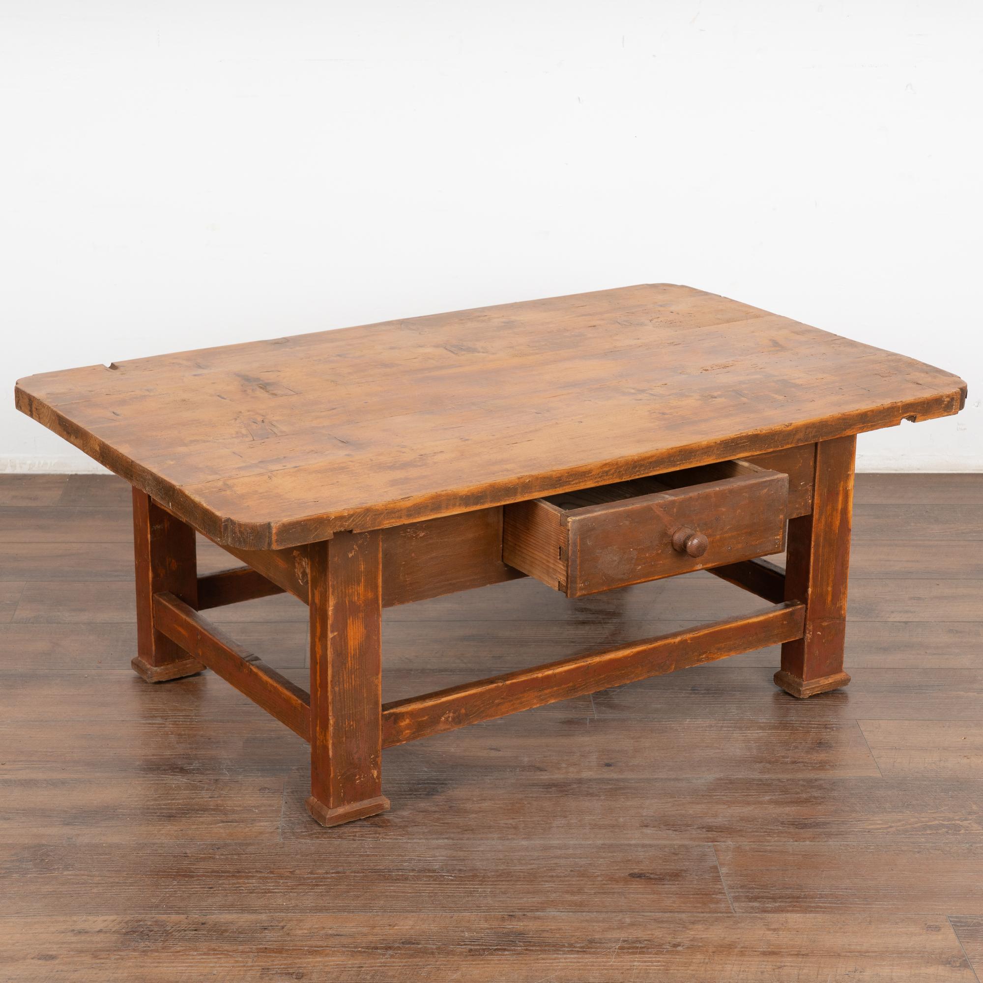 Country Farmhouse Coffee Table With Drawer, Hungary circa 1890 For Sale