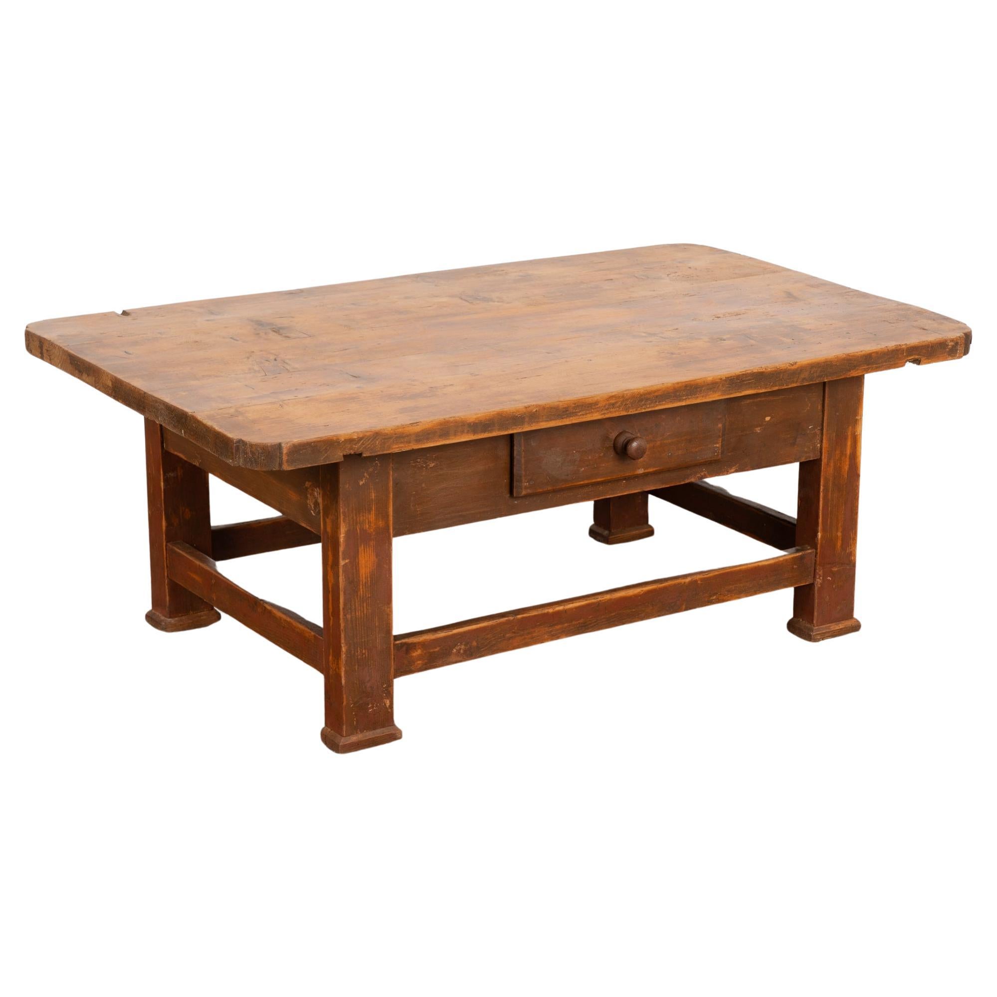 Farmhouse Coffee Table With Drawer, Hungary circa 1890 For Sale