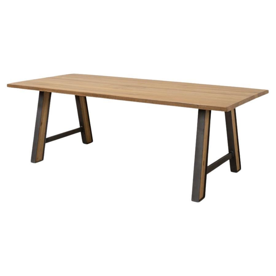 Farmhouse Industrial Dining Table For Sale
