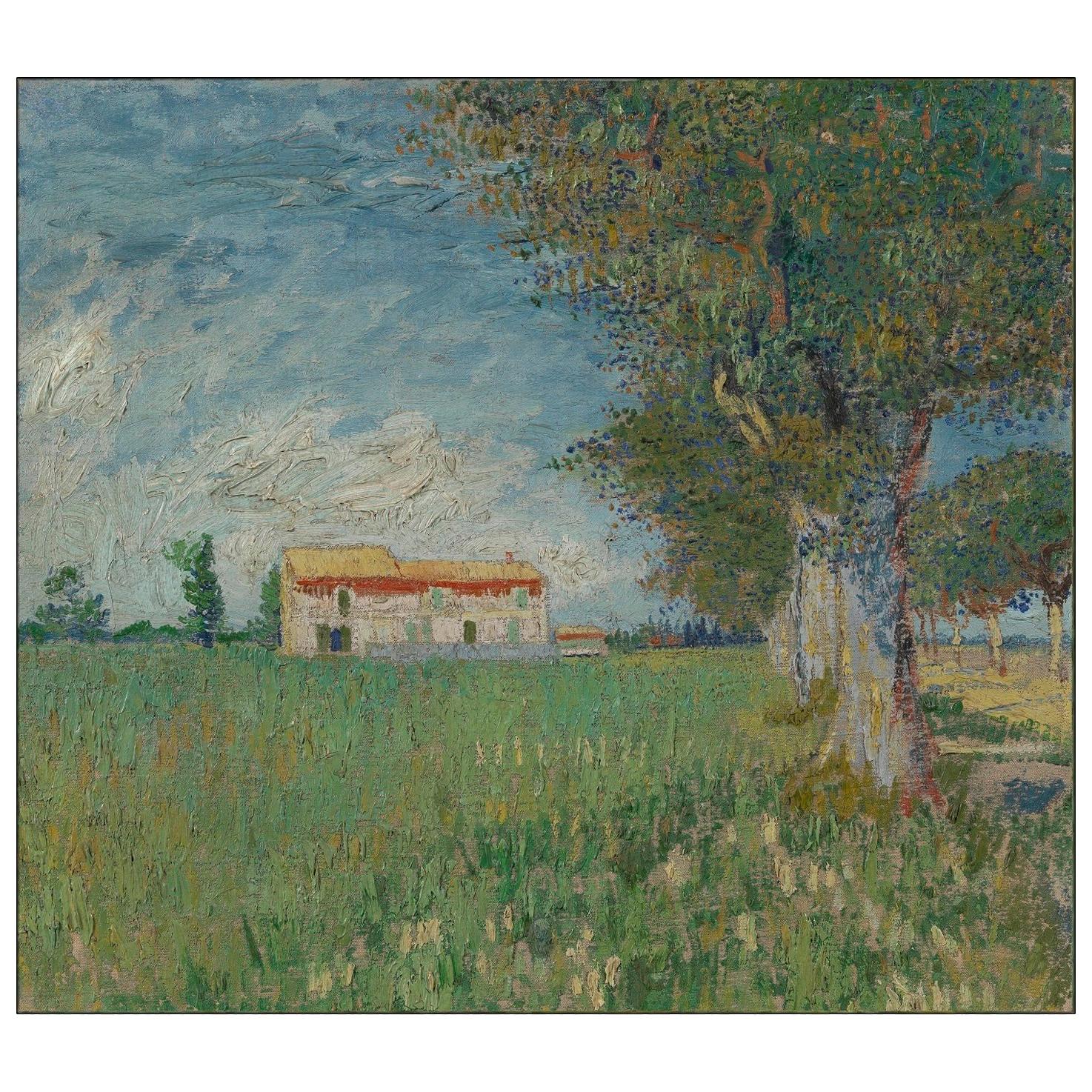 Farmhouse Near Arles, after Impressionist Oil Painting by Vincent van Gogh For Sale