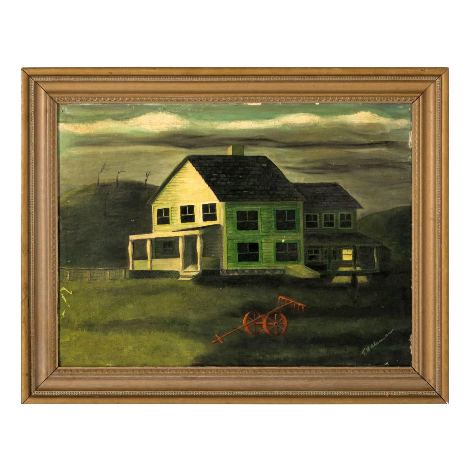 Farmhouse Painting by Theodore Wahrman, circa 1930