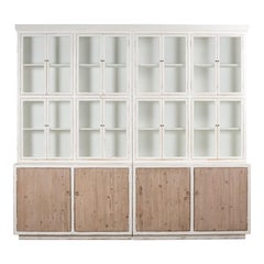 Farmhouse Pine Bookcase with a Weathered Wood Base