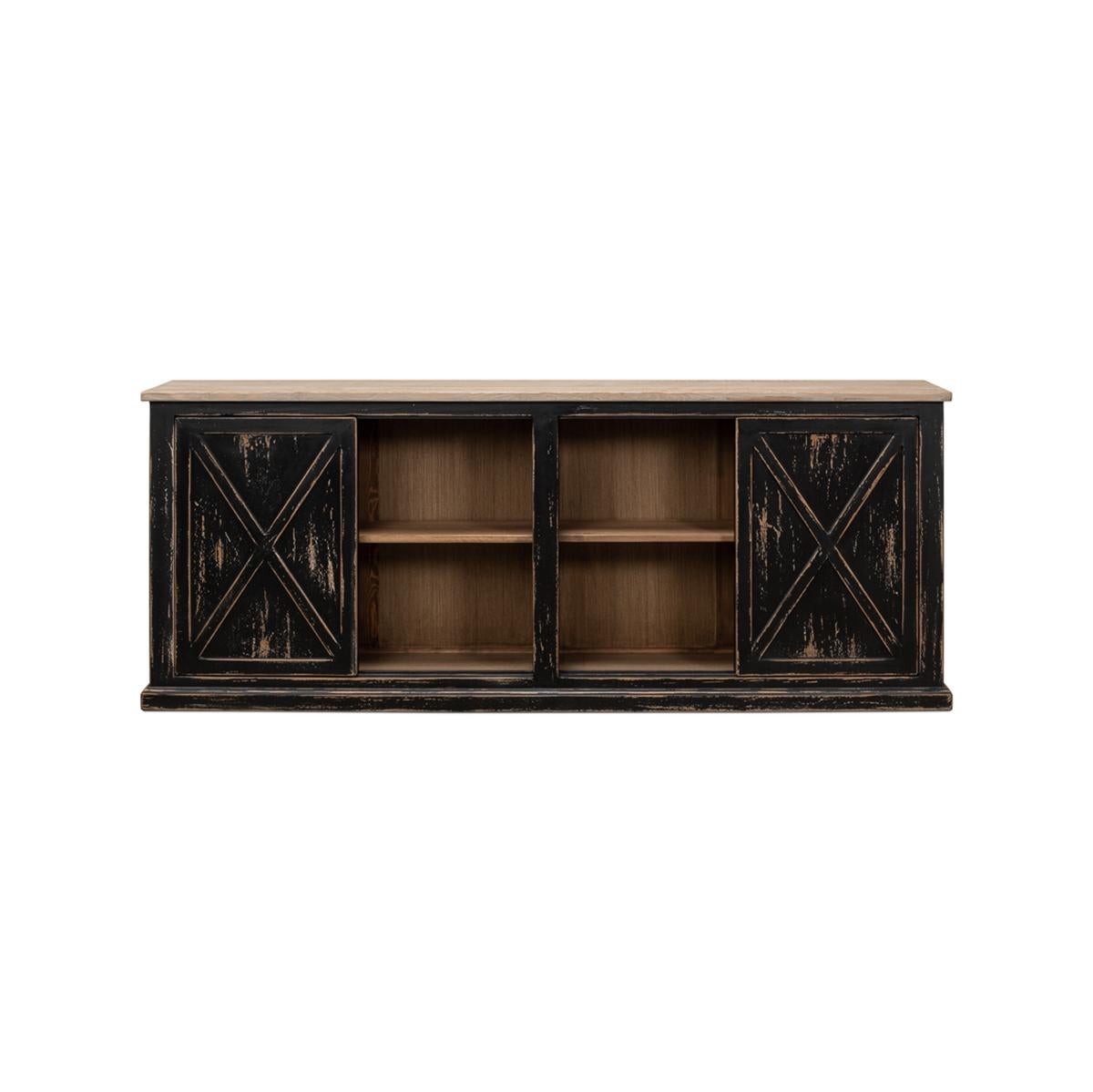 Country Farmhouse Pine Credenza For Sale
