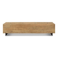 Farmhouse Plank Bench, Wheat Acacia & Gunmetal Iron