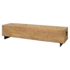 Farmhouse Plank Bench, Wheat Acacia & Gunmetal Iron
