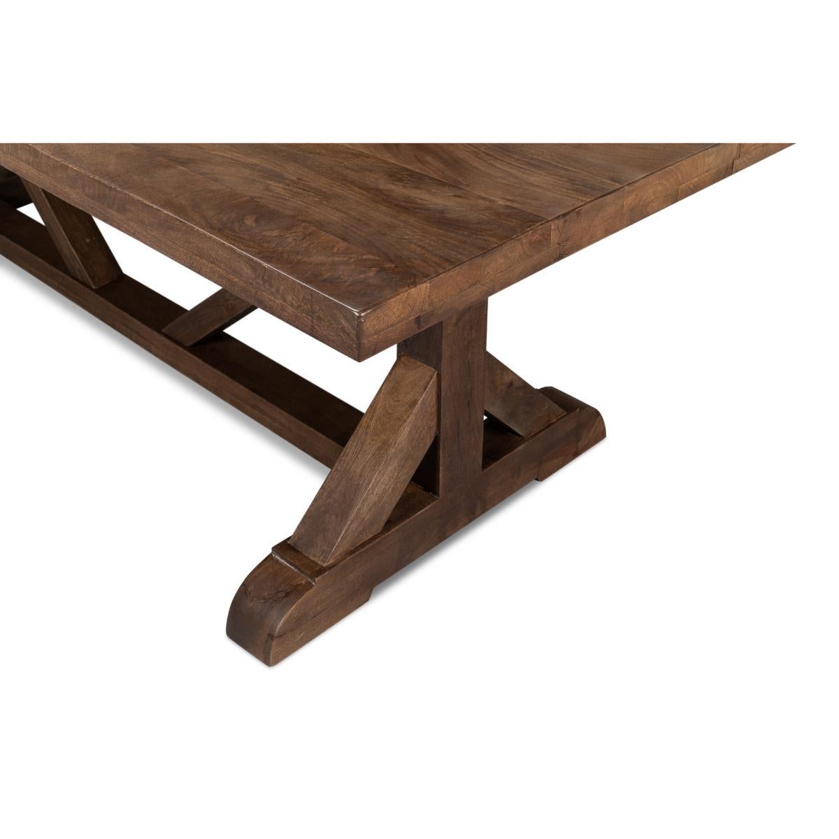 Wood Farmhouse Refectory Dining Table For Sale