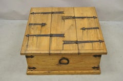 Farmhouse Renaissance Style Mexican Double Lid Wooden Coffee Table Storage Trunk