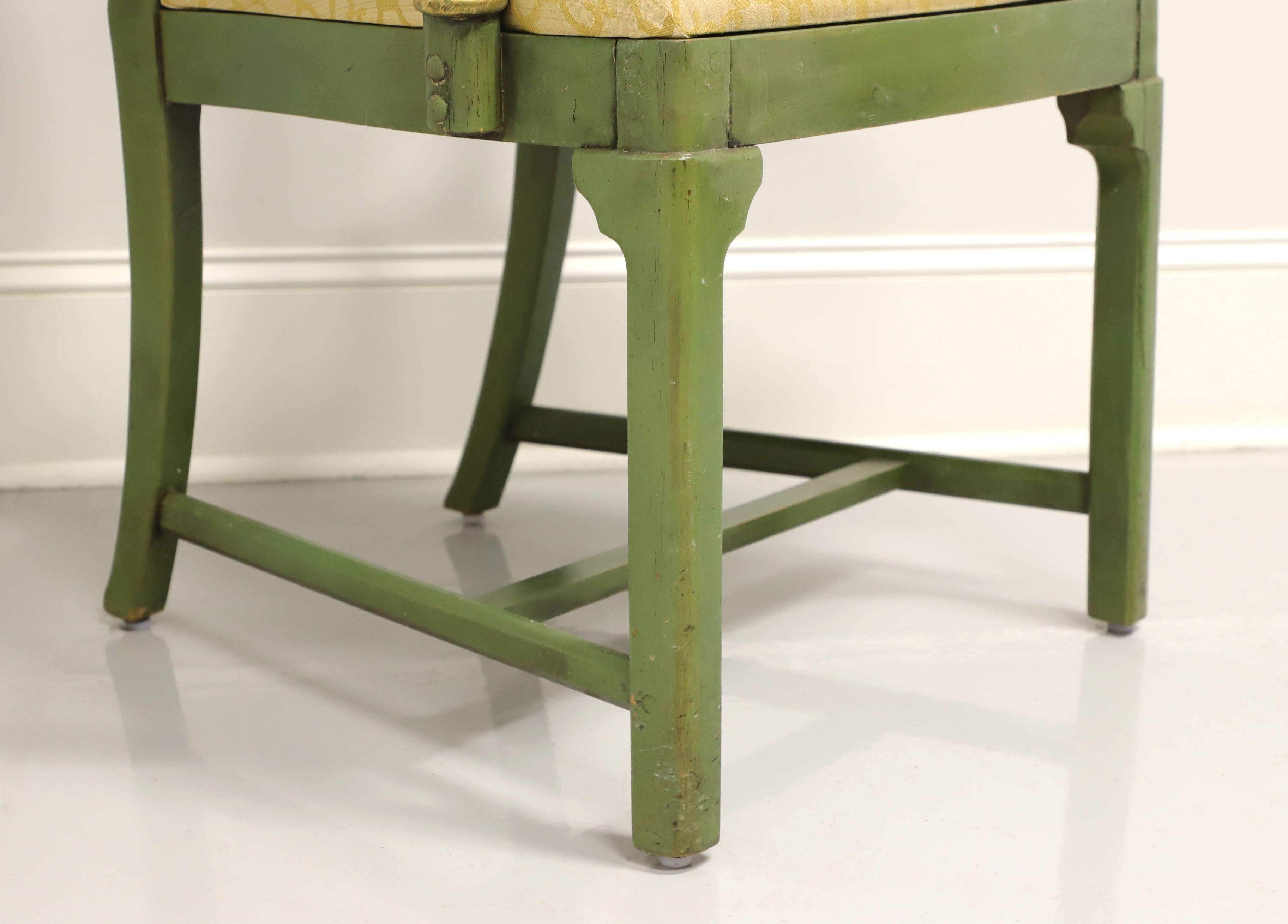 Farmhouse Style Green Painted Armchair with Distressed Finish In Good Condition For Sale In Charlotte, NC