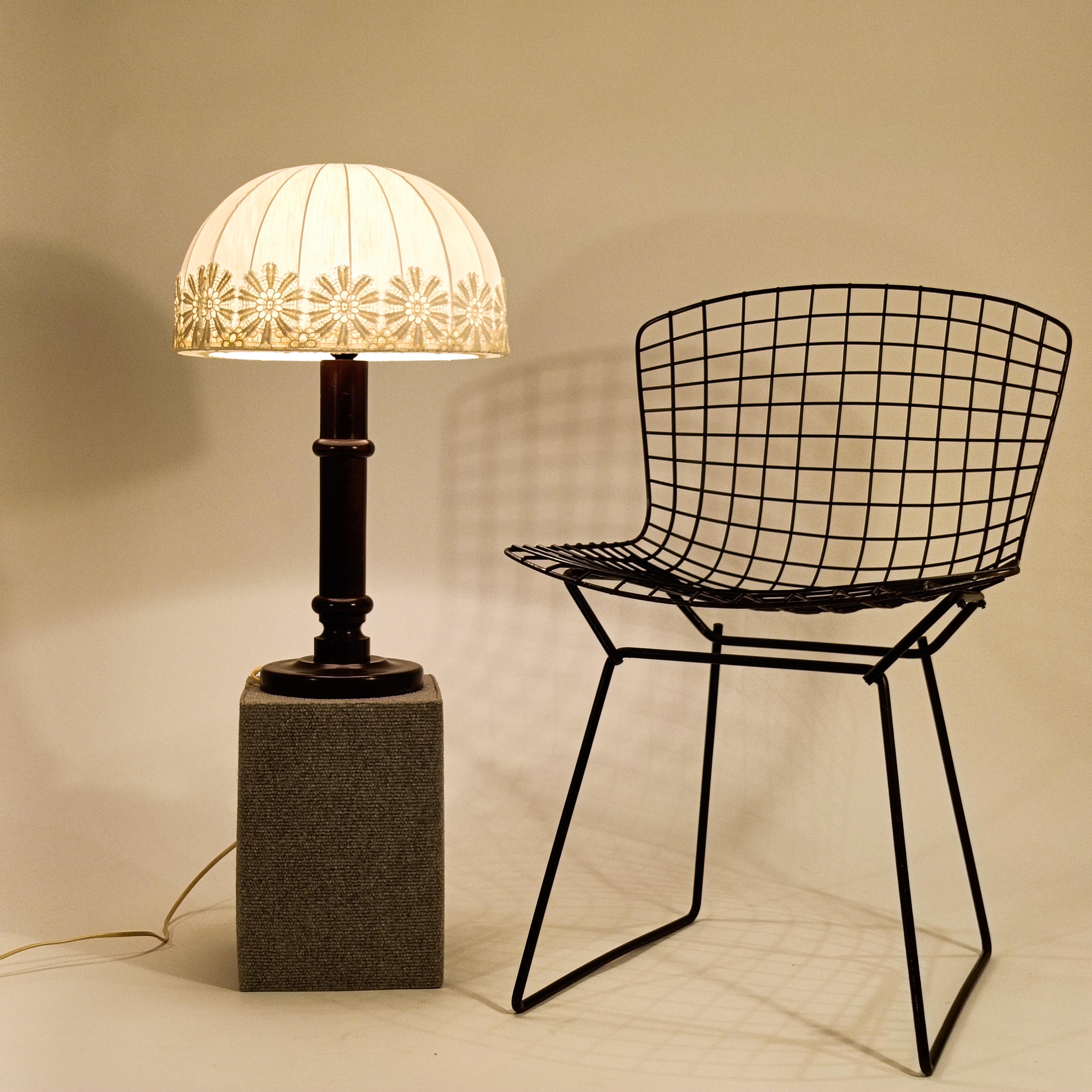 Late 20th Century Farmhouse style. Large linen table lamp from Markslöjd AB, Sweden, 1970s For Sale