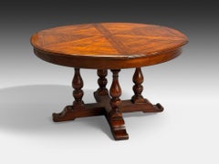 Farmhouse Style, Walnut, Jupe Round Dining Table, USA, 20th C.