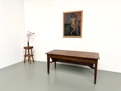 Farmhouse table, antique bread kneading trough in solid oak, France, circa 1920