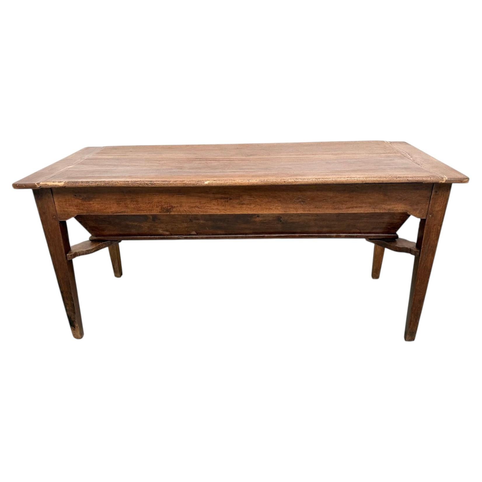Farmhouse table, antique bread kneading trough in solid oak, France, circa 1920 For Sale