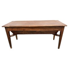 Farmhouse table, antique bread kneading trough in solid oak, France, circa 1920