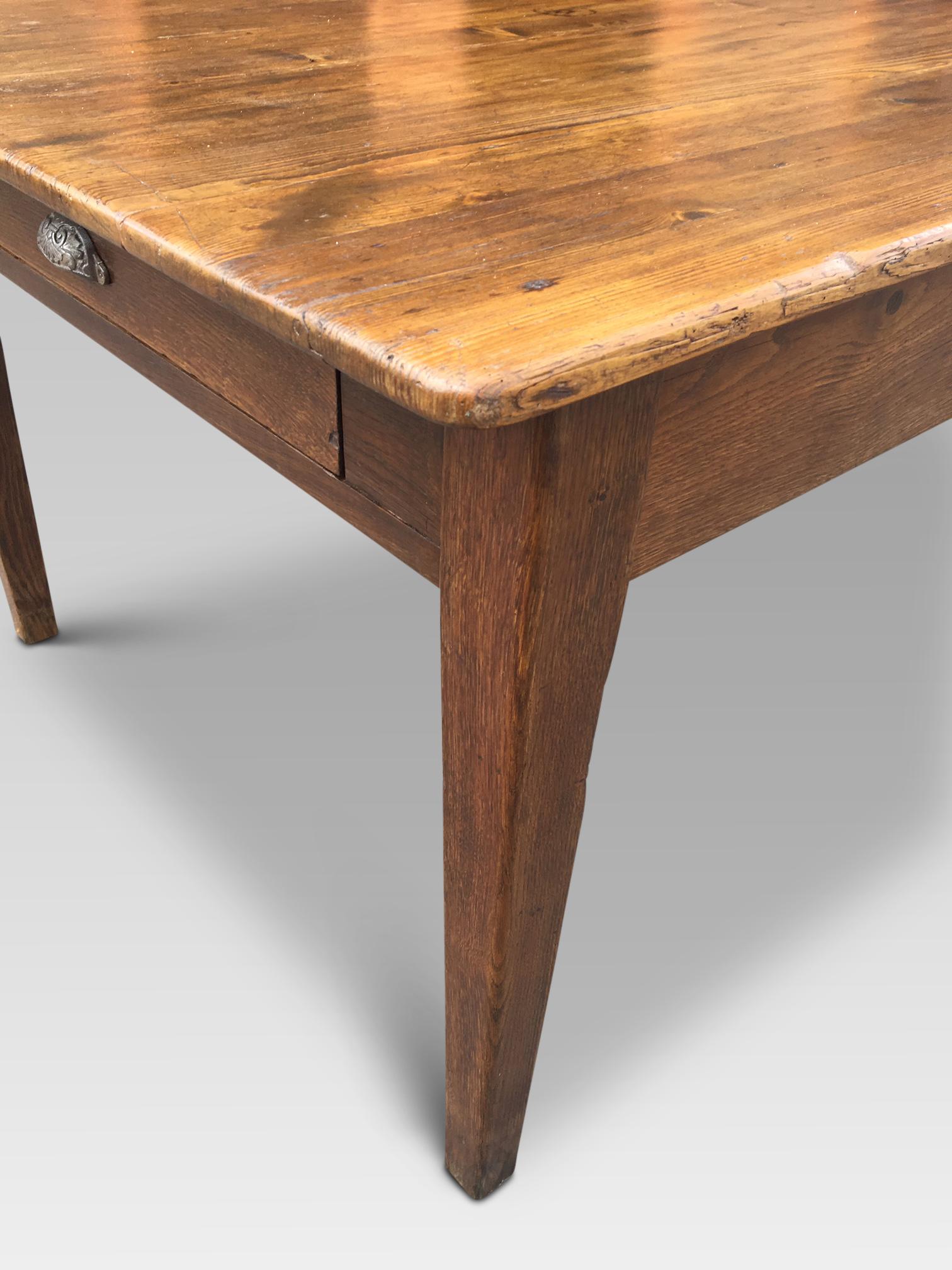Country Farmhouse Table, French circa 1870. 110 ins