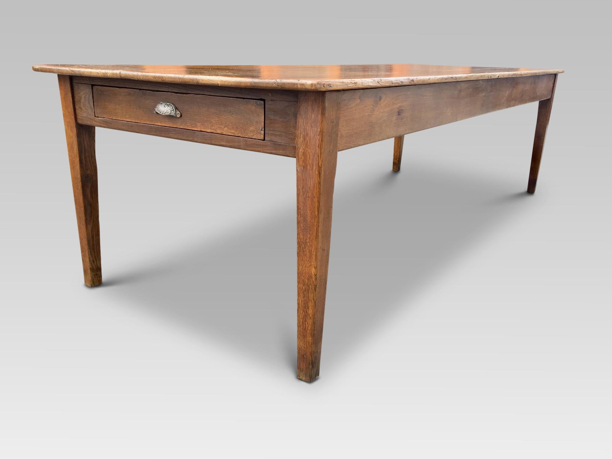 Hand-Carved Farmhouse Table, French circa 1870. 110 ins