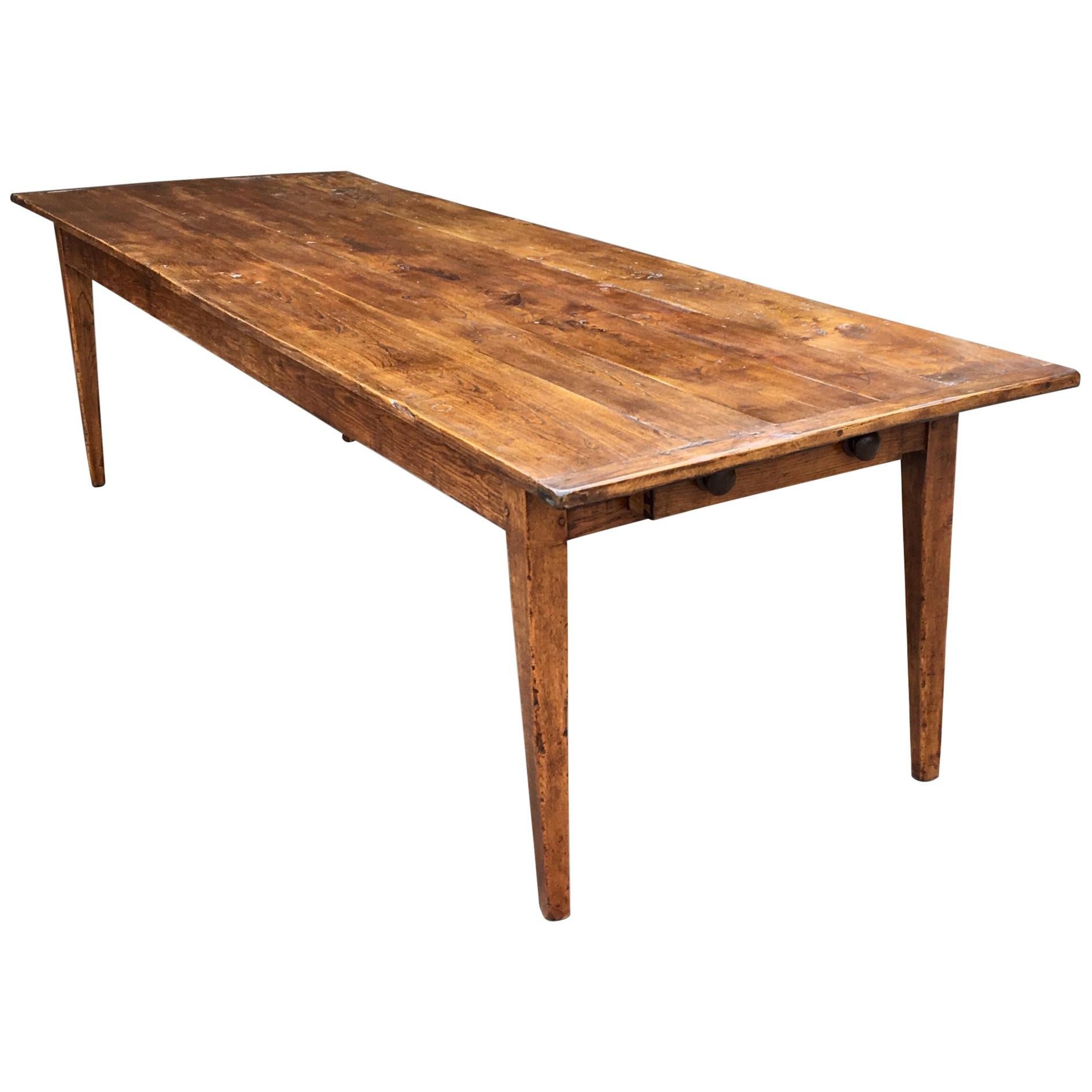 Farmhouse Table, Elm,  9 feet long. C 1880