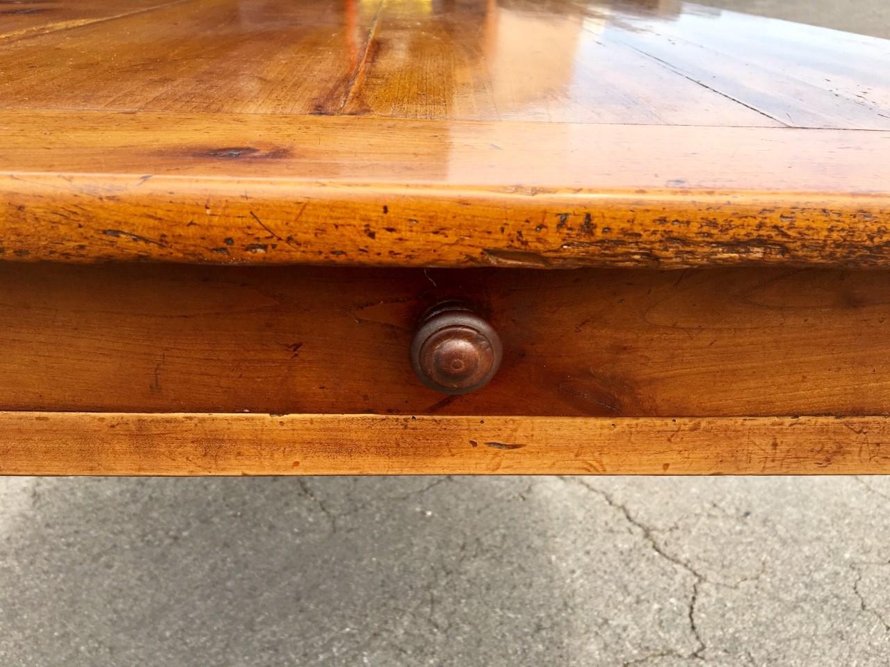 Napoleon III Farmhouse Table in Cherry, French circa 1860.  Length 99 ins 2.5 mtrs.