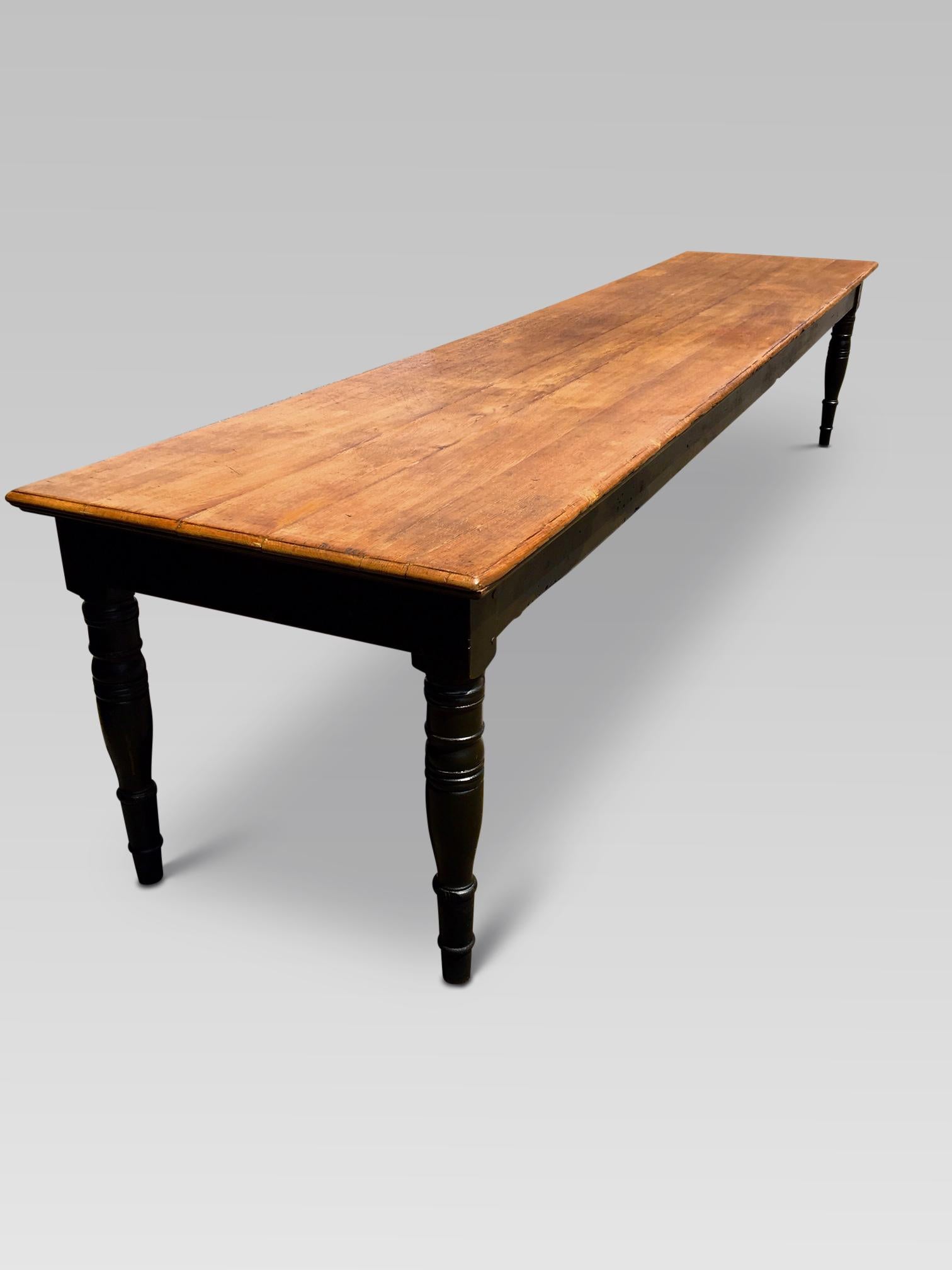 Hand-Crafted Farmhouse Table in Oak, English, circa 1860.  13 feet long For Sale