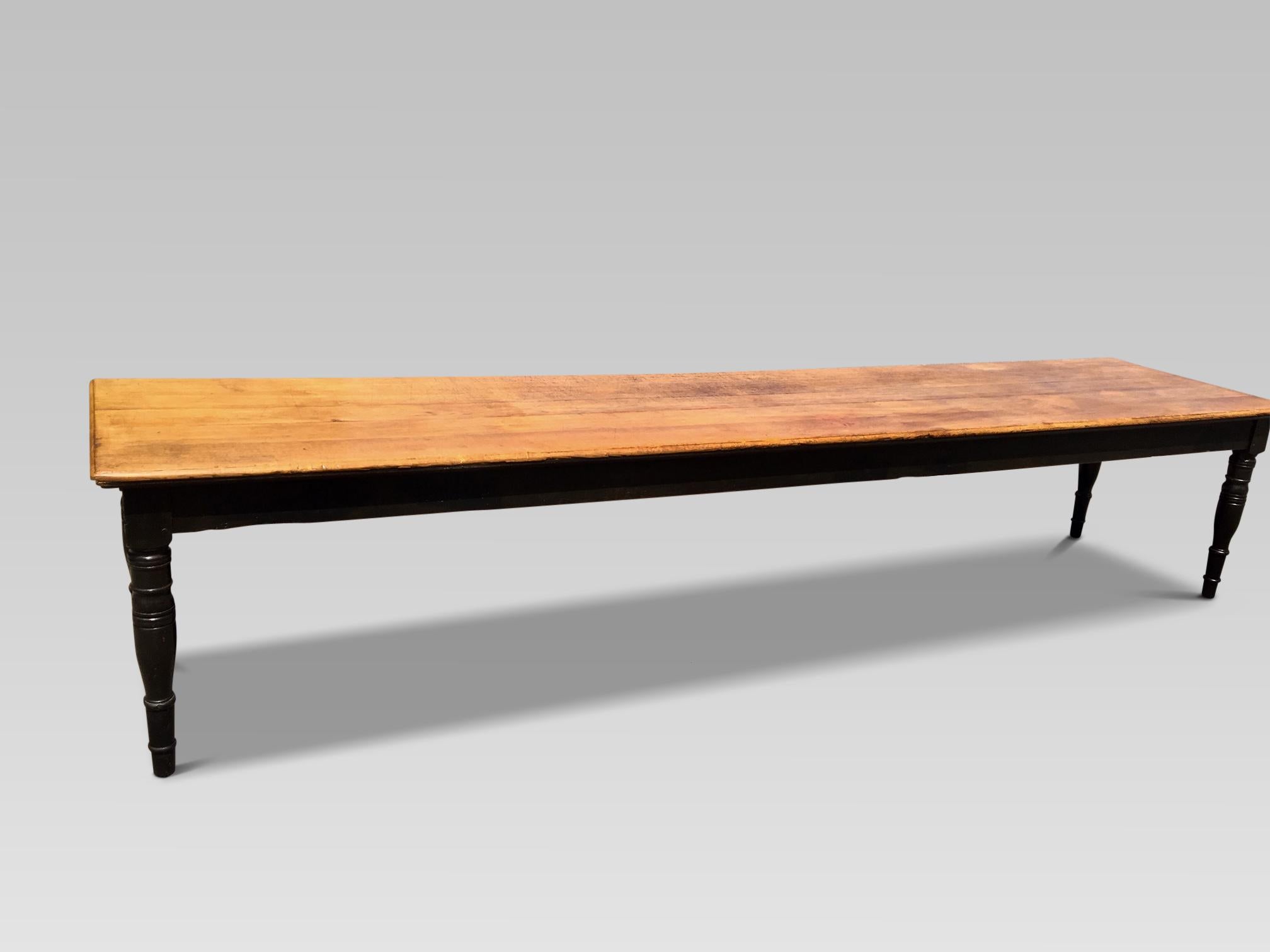 Farmhouse Table in Oak, English, circa 1860.  13 feet long For Sale 2