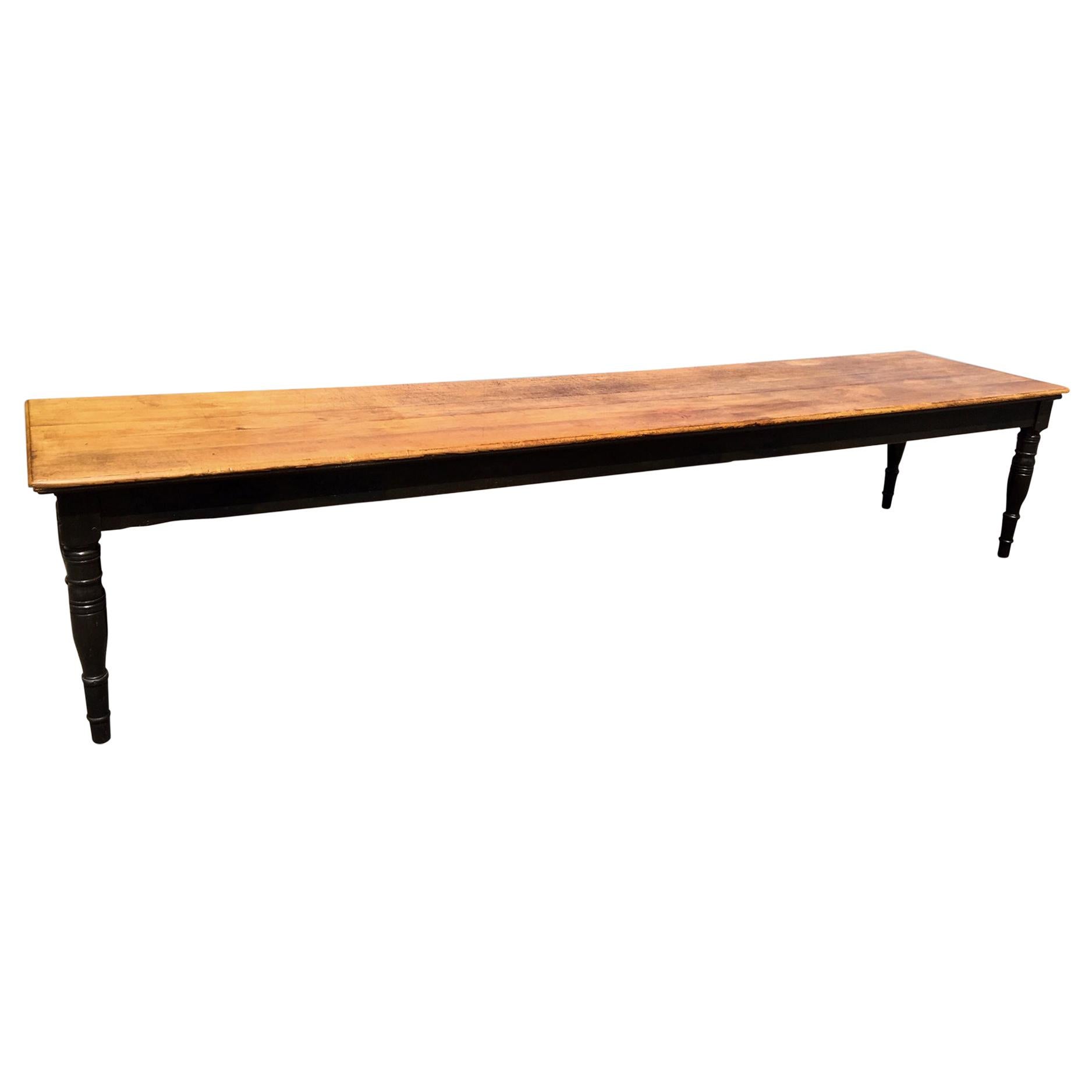 Farmhouse Table in Oak, English, circa 1860.  13 feet long For Sale